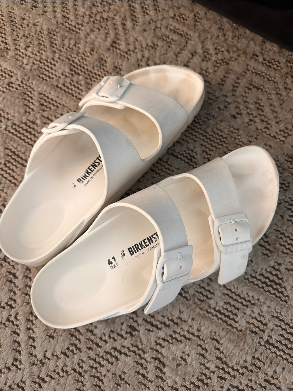 Birkenstock Kids White Two-Strap EVA Slide Sandals